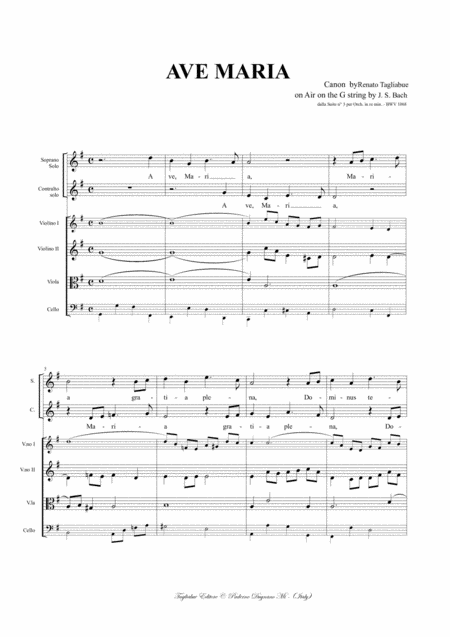 Ave Maria Canon On Air On The G String For Sopr Solo Alto Solo And String Quartet Page 2