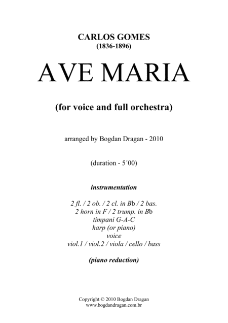 Ave Maria Carlos Gomes Voice Full Orchestra Page 2
