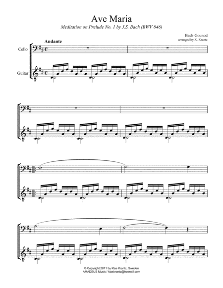 Ave Maria D Major For Cello And Guitar Page 2