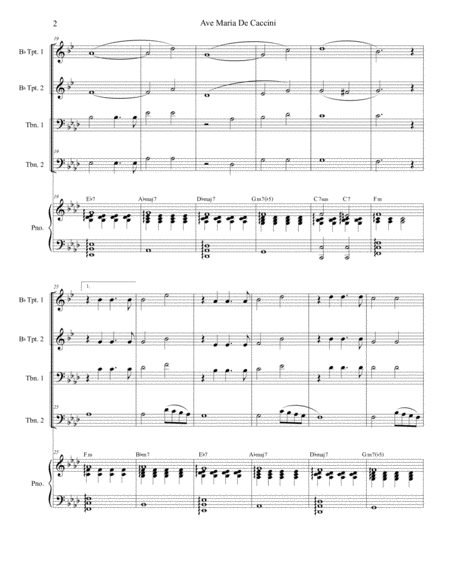 Ave Maria De Caccini For Brass Quartet Piano Alternate Version Page 2