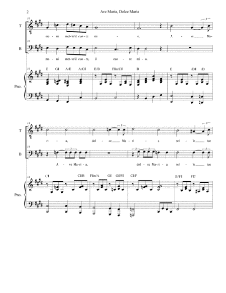 Ave Maria Dolce Maria Duet For Tenor And Bass Solo Page 2