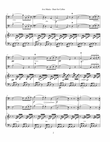 Ave Maria Duet For Cellos Piano Score Page 2