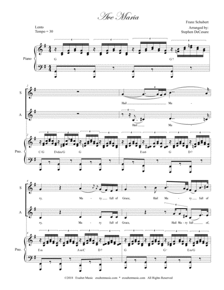 Ave Maria Duet For Soprano Alto Solo English Lyrics Low Key Piano Accompaniment Page 2