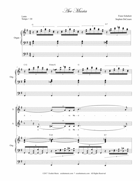 Ave Maria Duet For Soprano Alto Solo Low Key Organ Accompaniment Page 2