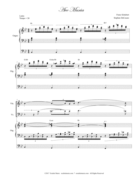 Ave Maria Duet For Violin And Cello Organ Accompaniment Page 2