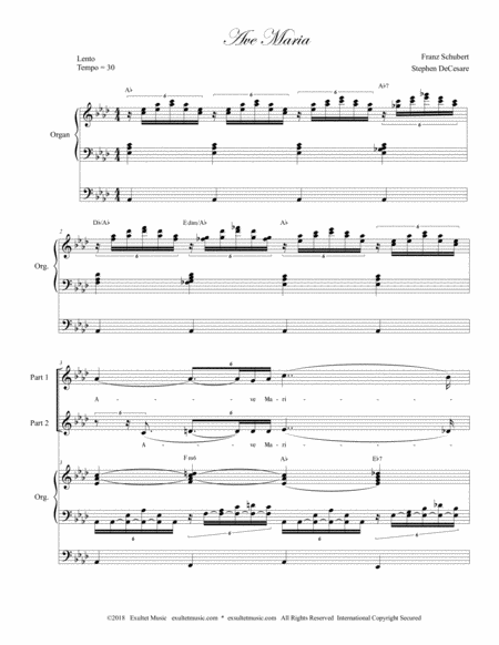 Ave Maria For 2 Part Choir Medium Key Organ Page 2