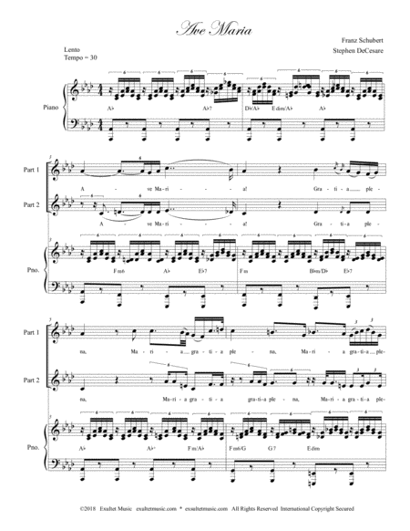 Ave Maria For 2 Part Choir Medium Key Piano Accompaniment Page 2