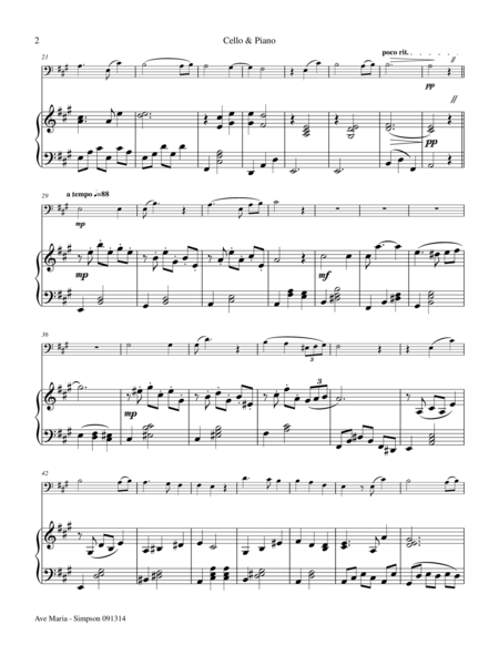 Ave Maria For Cello Piano Page 2