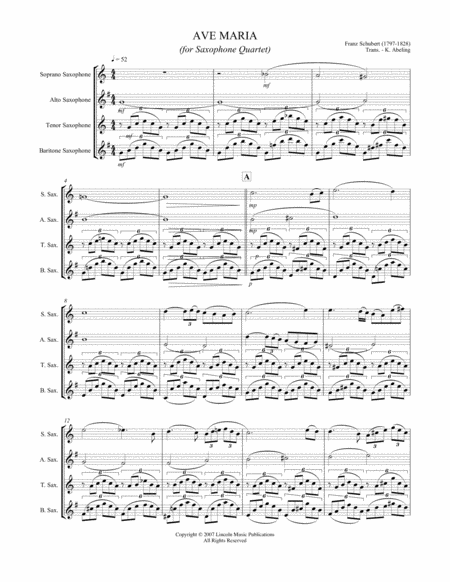 Ave Maria For Saxophone Quartet Satb Or Aatb Page 2