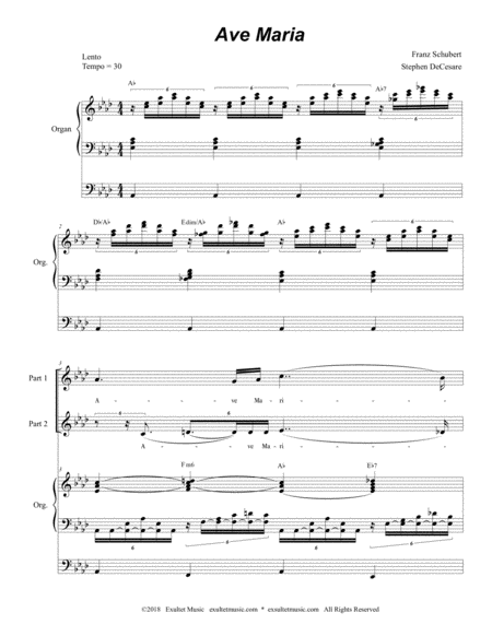 Ave Maria Portuguese Lyrics For 2 Part Choir Medium Key Organ Accompaniment Page 2