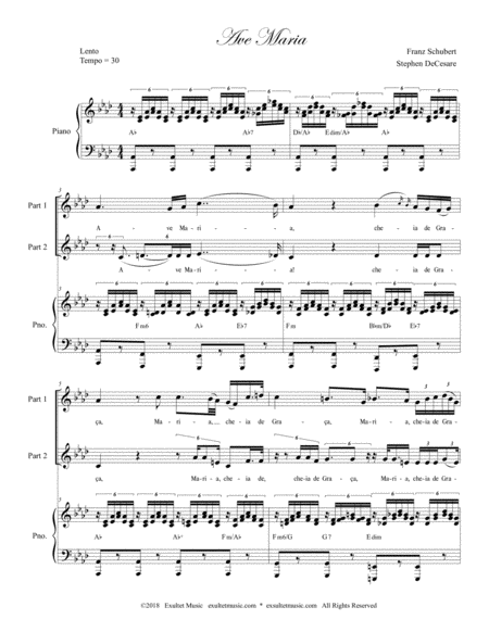 Ave Maria Portuguese Lyrics For 2 Part Choir Medium Key Piano Accompaniment Page 2