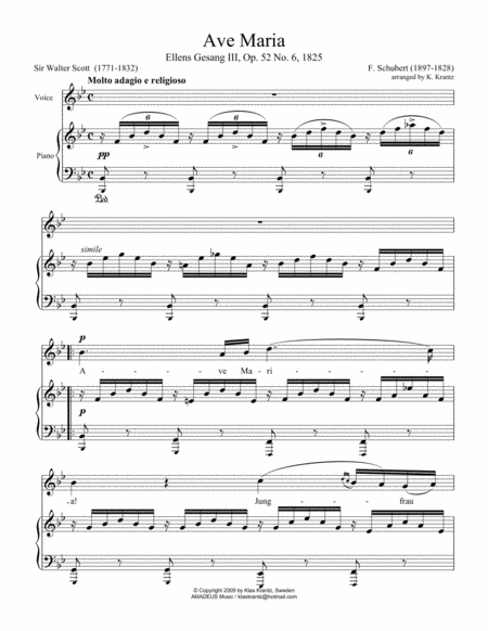 Ave Maria Schubert For Voice And Easy Piano Bb Major Page 2