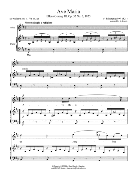 Ave Maria Schubert For Voice And Easy Piano D Major Page 2