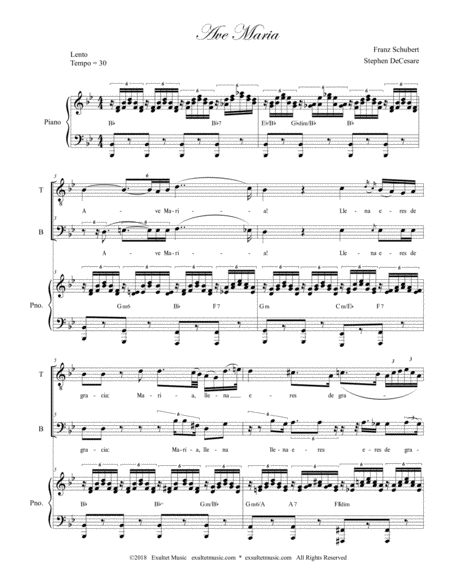Ave Maria Spanish Lyrics For 2 Part Choir Tb High Key Piano Page 2