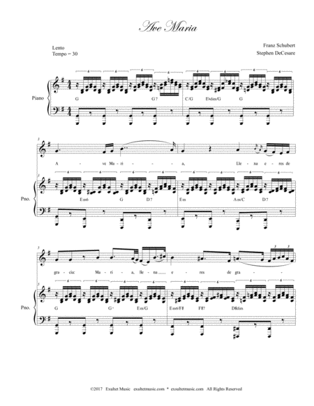 Ave Maria Spanish Lyrics Low Voice Piano Accompaniment Page 2