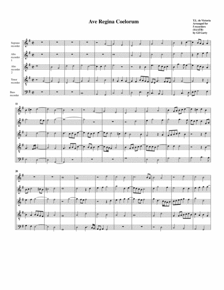 Ave Regina Coelorum Arrangement For 5 Recorders Page 2