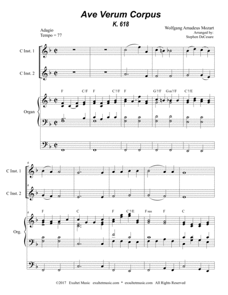 Ave Verum Corpus Duet For C Instruments Organ Accompaniment Page 2