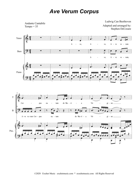 Ave Verum Corpus For 2 Part Choir Tb Page 2