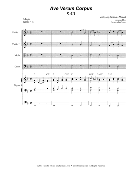 Ave Verum Corpus For String Quartet Organ Accompaniment Page 2