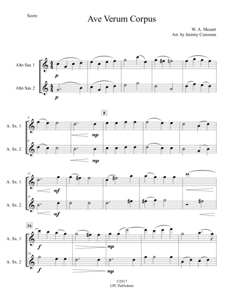 Ave Verum Corpus For Two Saxophones Page 2