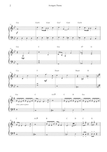 Avengers Theme From The Movie For Easy Piano Solo Page 2