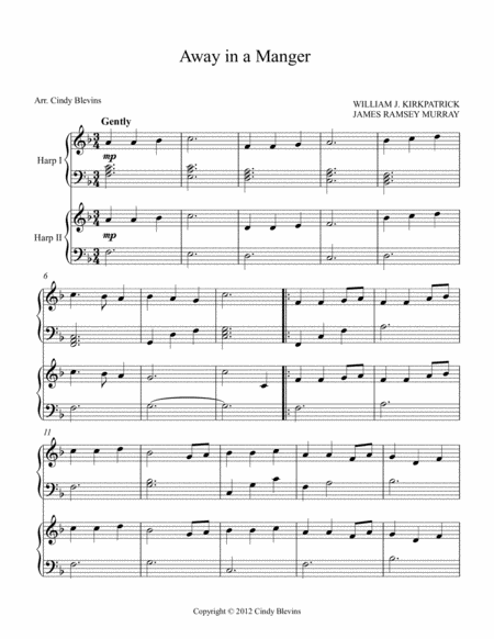 Away In A Manger Arranged For Harp Duet Page 2