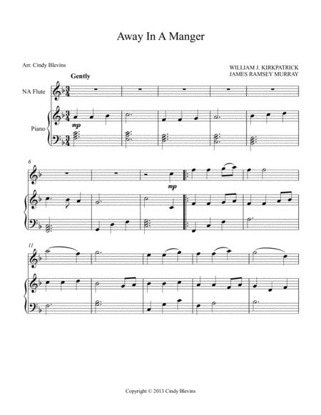 Away In A Manger Arranged For Piano And Native American Flute Page 2