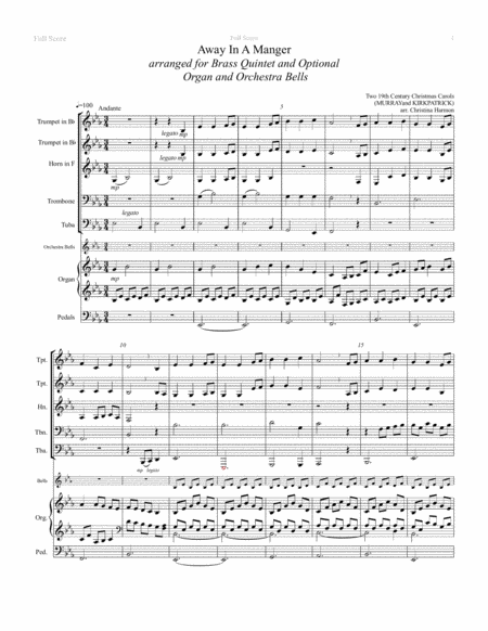 Away In A Manger For Brass Quintet With Optional Organ And Orchestra Bells Page 2