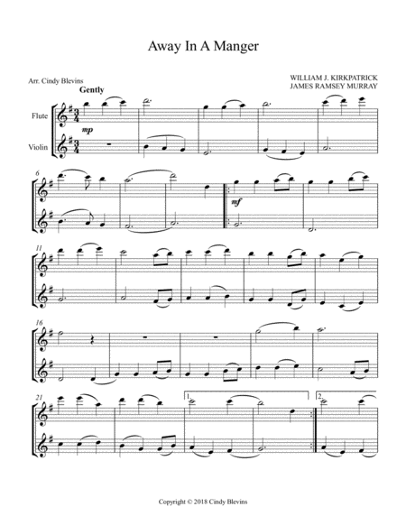 Away In A Manger For Flute And Violin Page 2