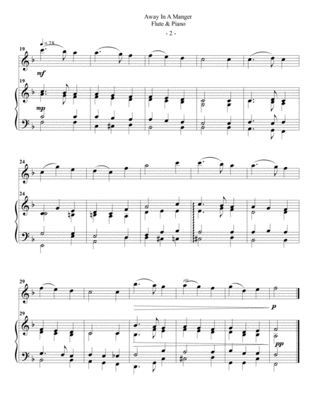 Away In A Manger For Flute Piano Page 2