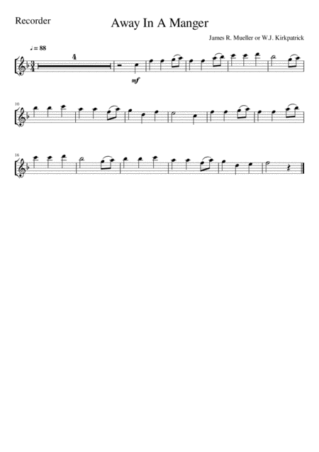 Away In A Manger Recorder Solo Page 2