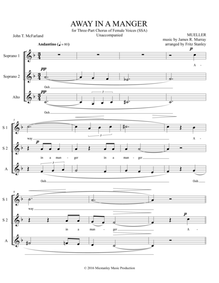 Away In A Manger Ssa A Cappella Page 2