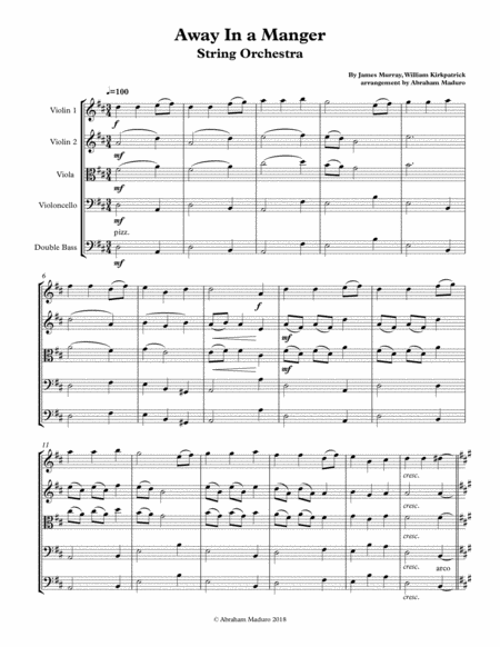 Away In A Manger String Orchestra Quintet Two Tonalities Included Page 2