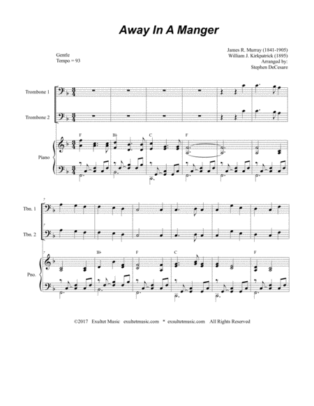 Away In A Manger Trombone Duet Page 2
