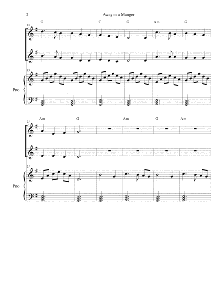 Away In A Manger Voice Duet Piano Page 2