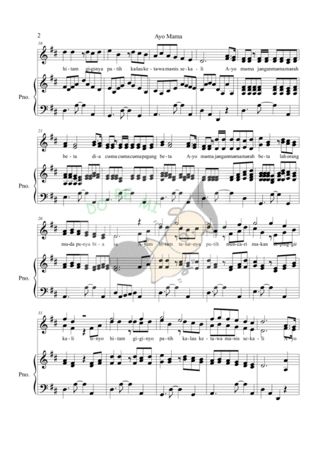 Ayo Mama Indonesia Folk Song Choral 2 Parts Page 2