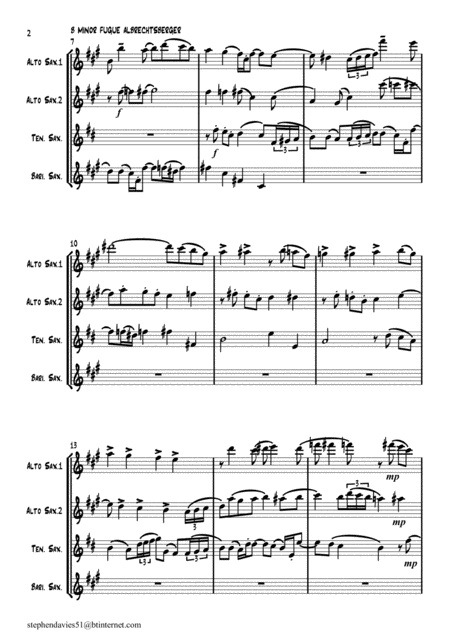 B Minor Fugue By Johann Georg Albrechtsberger For Saxophone Quartet Page 2