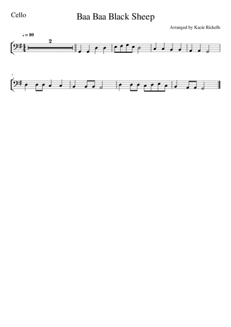 Baa Baa Black Sheep Cello Solo Page 2