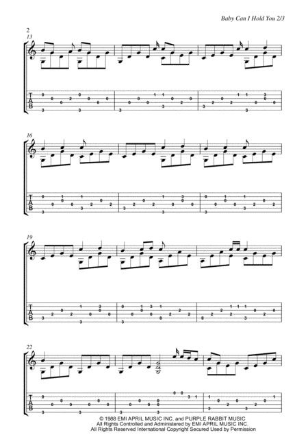 Baby Can I Hold You Easy Fingerstyle Guitar Arrangement Page 2