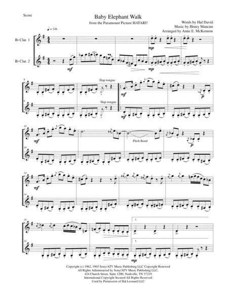 Baby Elephant Walk For Clarinet Duet Page 2