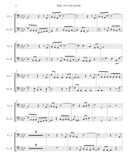 Baby Its Cold Outside Original Key Cello Duet Page 2