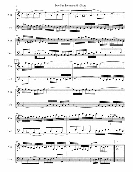 Bach 2 Part Invention 1 For Violin And Cello Page 2