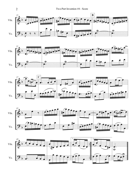 Bach 2 Part Invention 4 For Violin And Cello Page 2