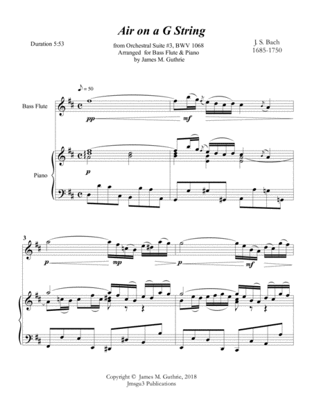 Bach Air On A G String For Bass Flute Piano Page 2