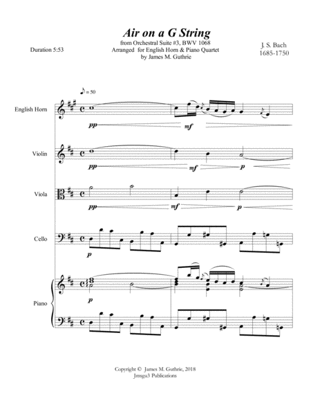 Bach Air On A G String For English Horn Piano Quartet Page 2