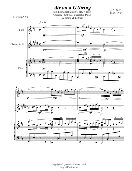 Bach Air On A G String For Flute Clarinet Piano Page 2