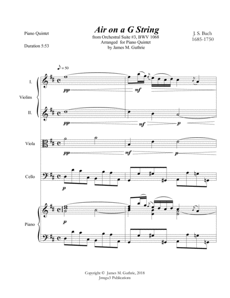 Bach Air On A G String For Piano Quintet Page 2