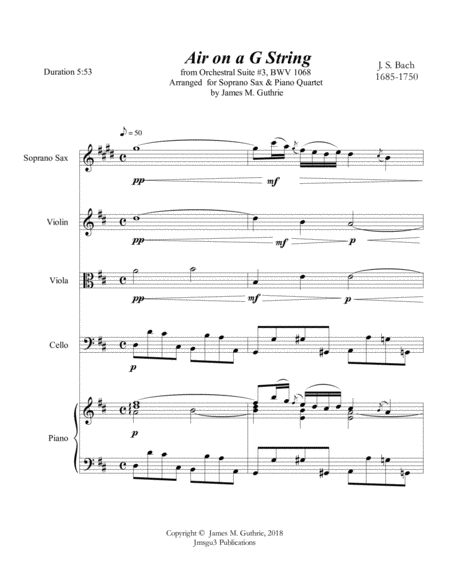 Bach Air On A G String For Soprano Sax Piano Quartet Page 2