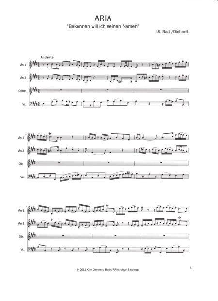 Bach Aria Bekennen Will Ich Seinen Namen For Solo Oboe And Strings Page 2