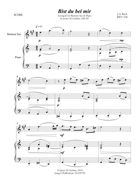 Bach Bist Du Bei Mir Bwv 508 For Baritone Sax Piano Page 2